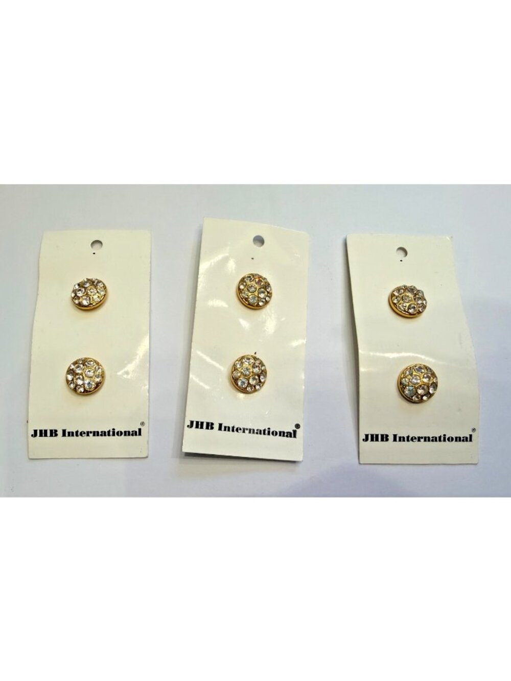 JHB International Vintage 5/8" Gold tone Rhinestone Buttons Germany Lot of 3 pks